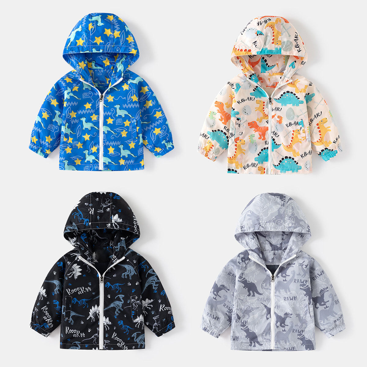Kids Dinosaur Print Hooded Jacket