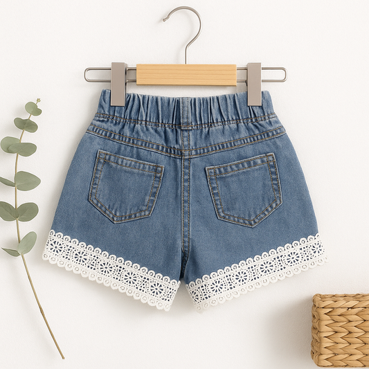 Girls’ Denim Shorts with Lace