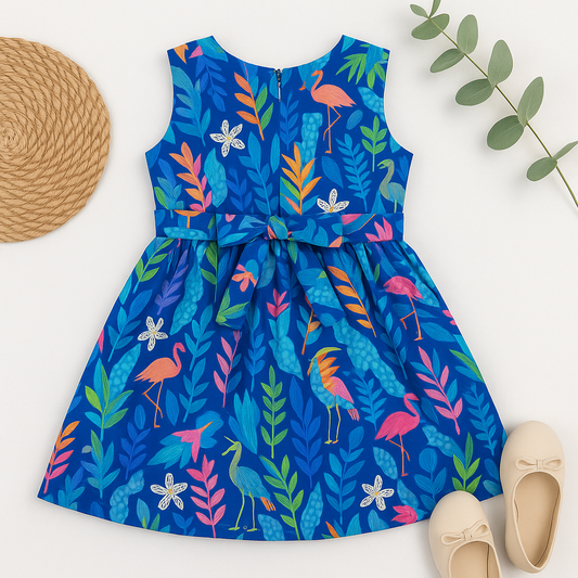 Tropical Floral Sleeveless Dress for Girls – Bright Summer Party Dress