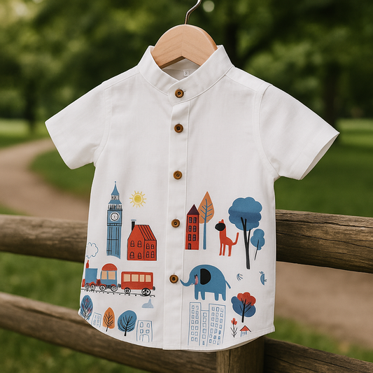Mandarin collar shirt for boys