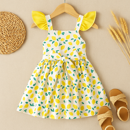 Lemon Print Baby Girl & Toddler Dress