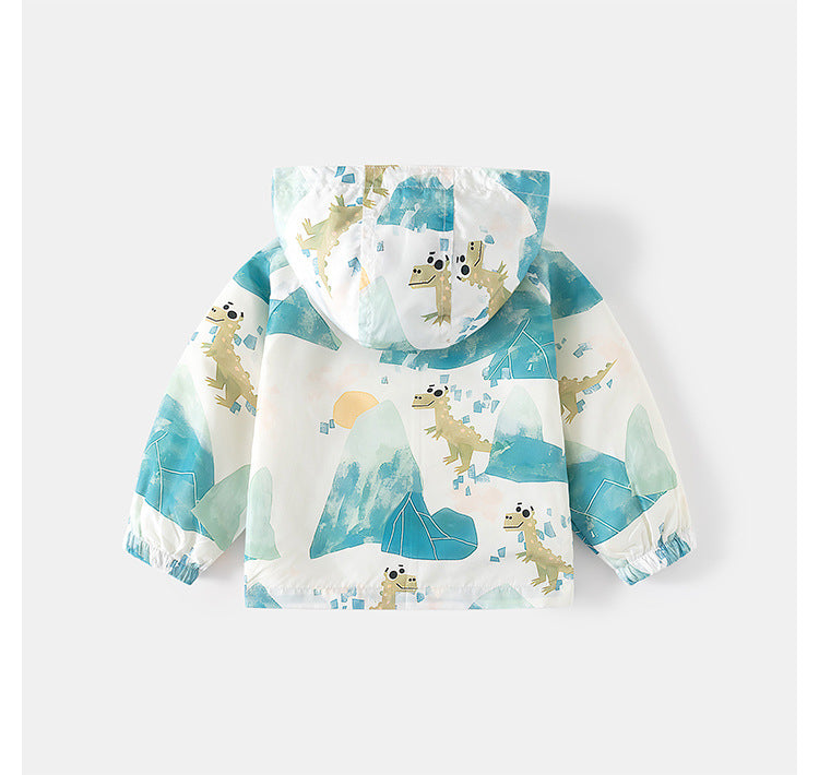 Kids Dinosaur Print Hooded Jacket