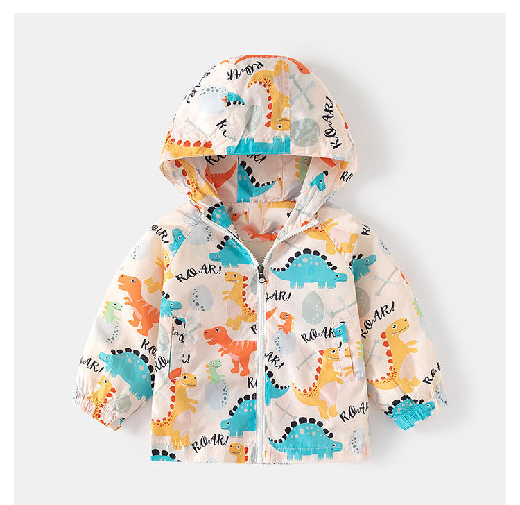 Kids Dinosaur Print Hooded Jacket