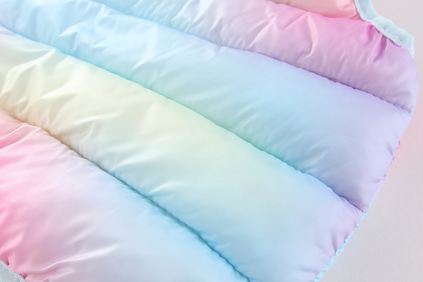 Kids Rainbow Gradient Puffer Vest with Bear Ears