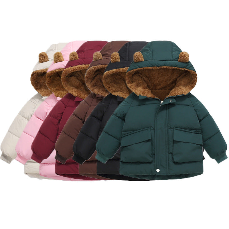 Warm Hooded Puffer Coat with Bear Ears