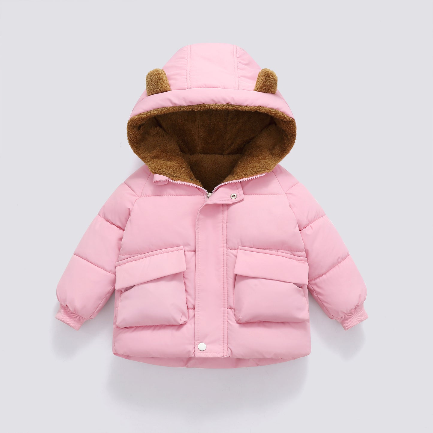 Warm Hooded Puffer Coat with Bear Ears