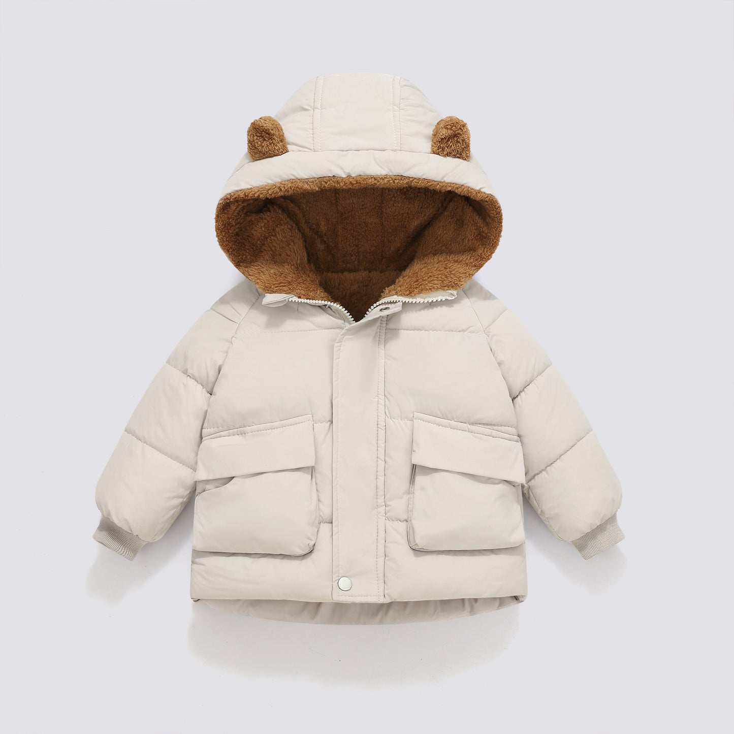 Warm Hooded Puffer Coat with Bear Ears
