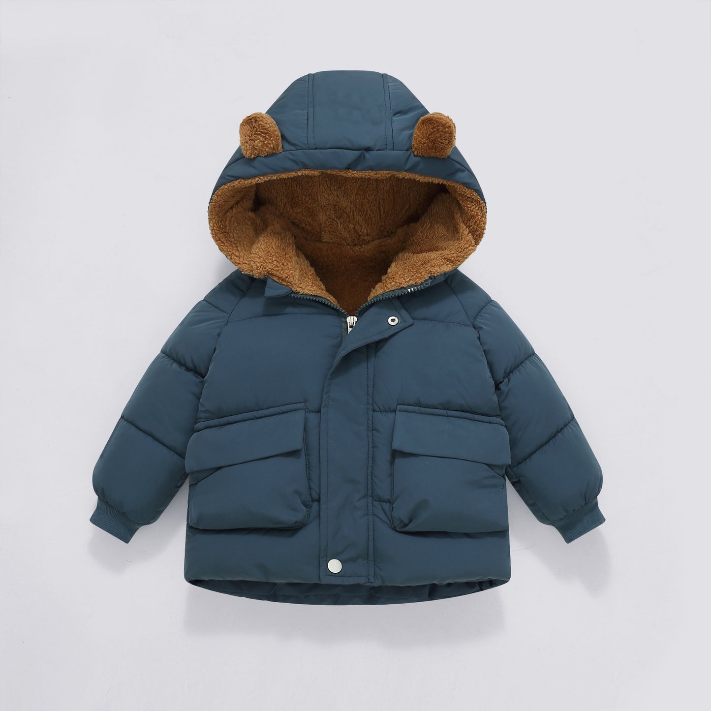 Warm Hooded Puffer Coat with Bear Ears