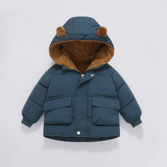 Warm Hooded Puffer Coat with Bear Ears