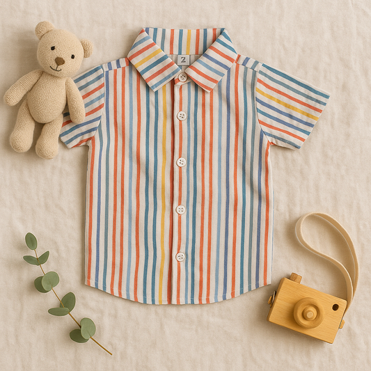 Multicolor Striped Short Sleeve Shirt
