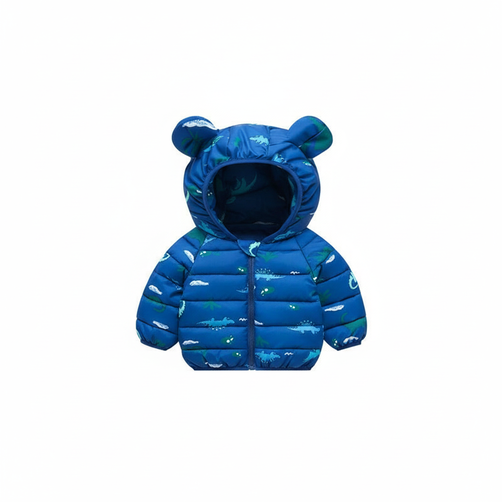 Blue Whale Print Puffer Jacket