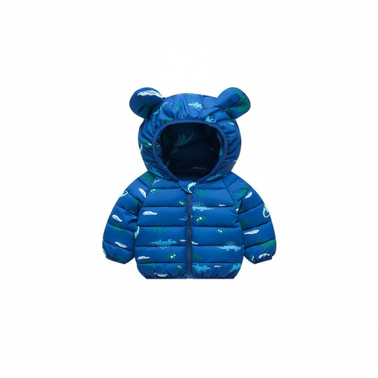 Blue Whale Print Puffer Jacket