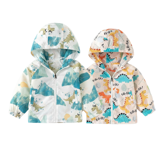 Combined product image of dinosaur-print jackets